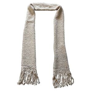 J.Jill Elegant Women’s Tan Chunky Knit Scarf with Fringe Ends Size OS